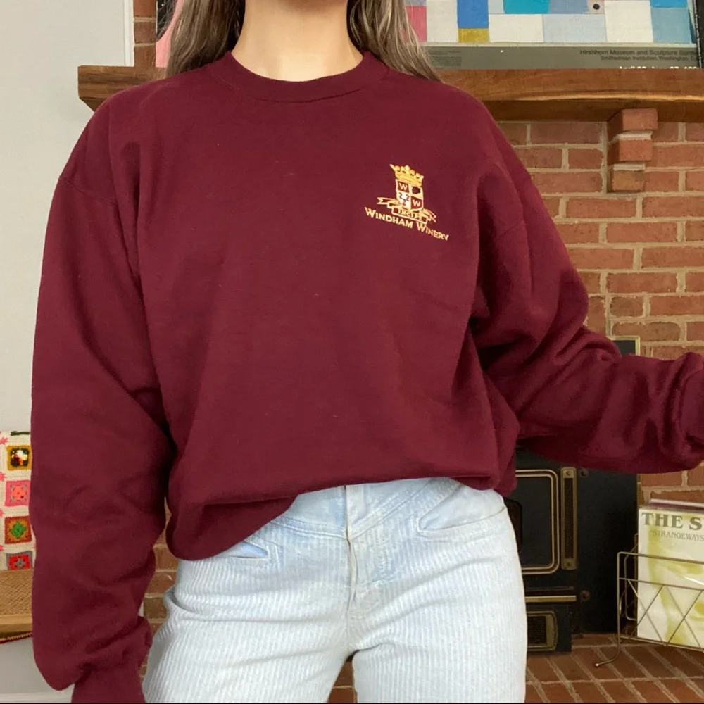 Vintage 90s Oversized Windham Winery Crest Embroidered Crewneck Prep Aca… - Picture 2 of 12